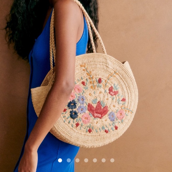 Sézane x Momoni June Basket - Embroidered Multicolored BOUQUET - RARE - Picture 3 of 9